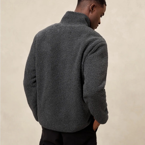 NWT Banana Republic Men’s Sherpa Quarter Snap Size LARGE TALL - Picture 3 of 9